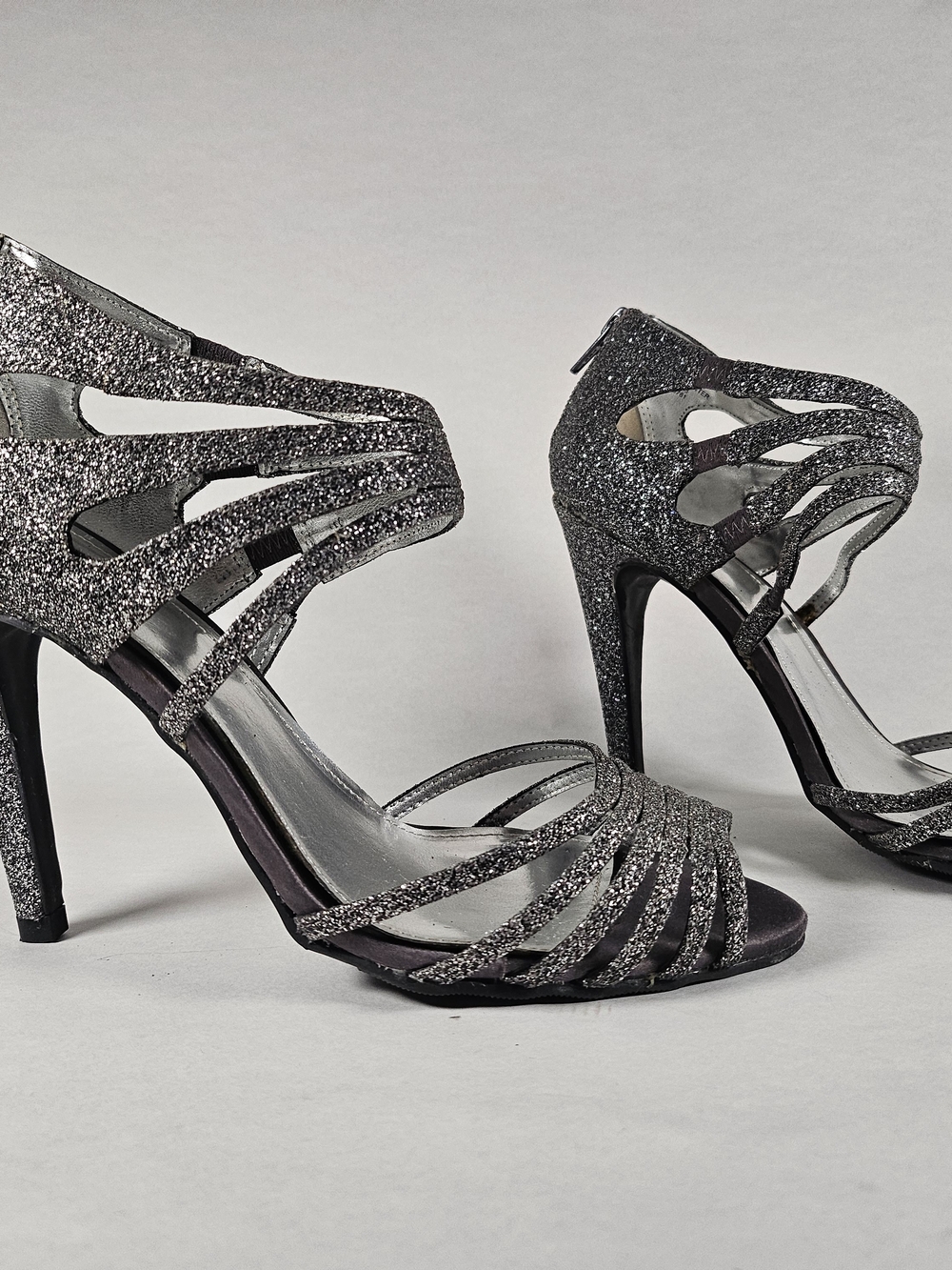 Apt. 9 Glitter Strappy High Heel Sandals - Silver